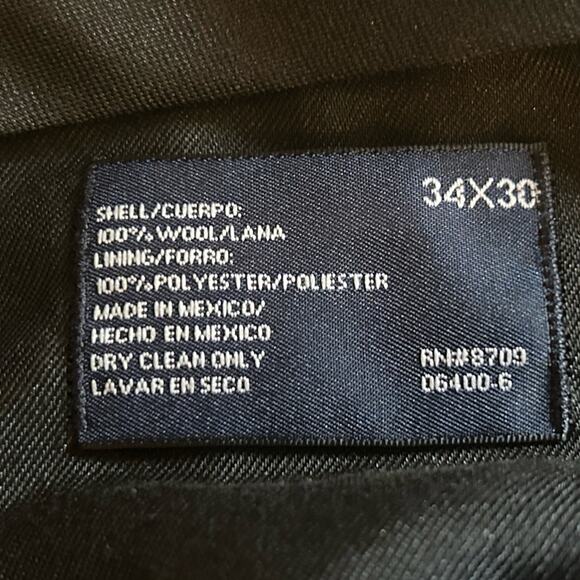 Stafford performance men’s 100% wool dress pants black blue pinstripe size 34x30 - Picture 6 of 8